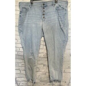 Ana Jeans Womens 24W High Rise Skinny Ankle Button Fly Distressed Raw Hem